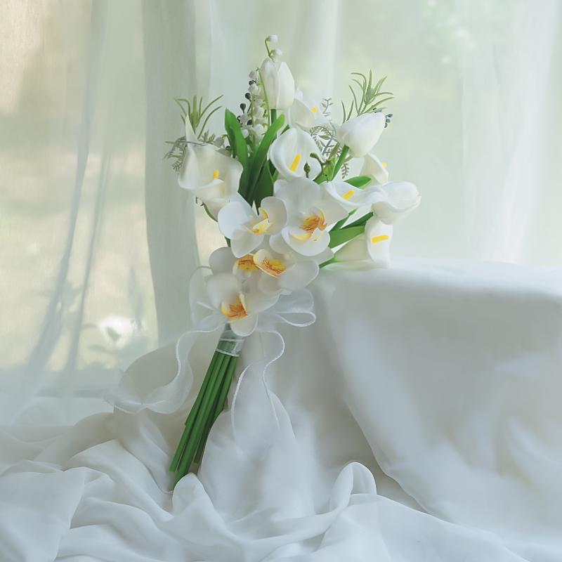 Bouquet Sposa Eucalipto Stile Foresta - Composizione Floreale Artificiale a Mano per Matrimoni & Arredo Casa