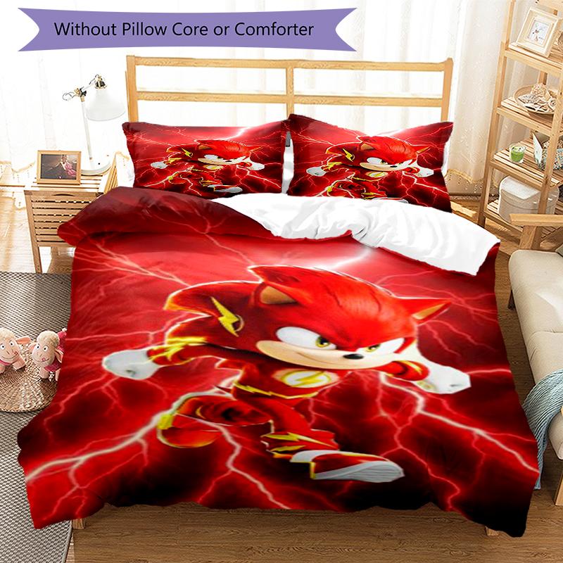 3pcs Sonic Bedding Set Duvet Cover Closure Includes 1 Duvet Cover & 2 Pillowcases, Soft and Comfortable for All Seasons.