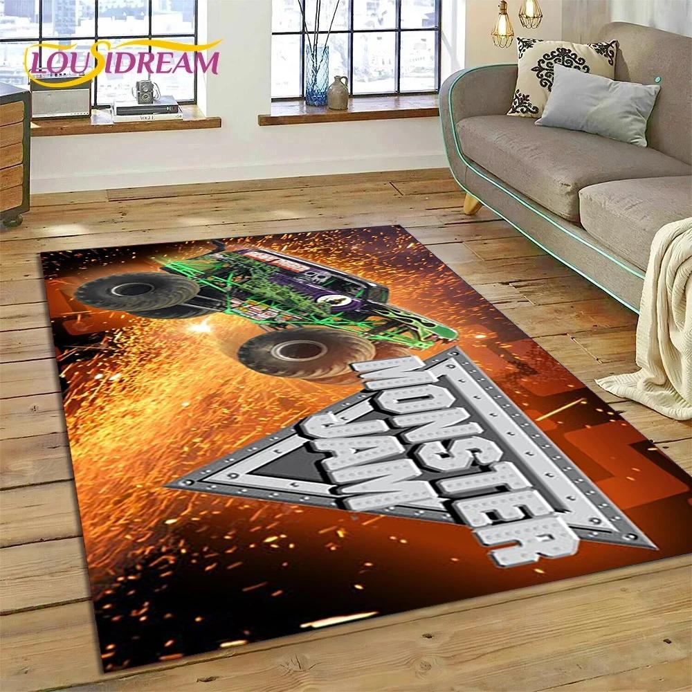 Monster Truck Monster Jam Cartoon Carpet Rug for Bedroom Living Room Home Sofa Decoration,Children Game Large Decor Floor Mat