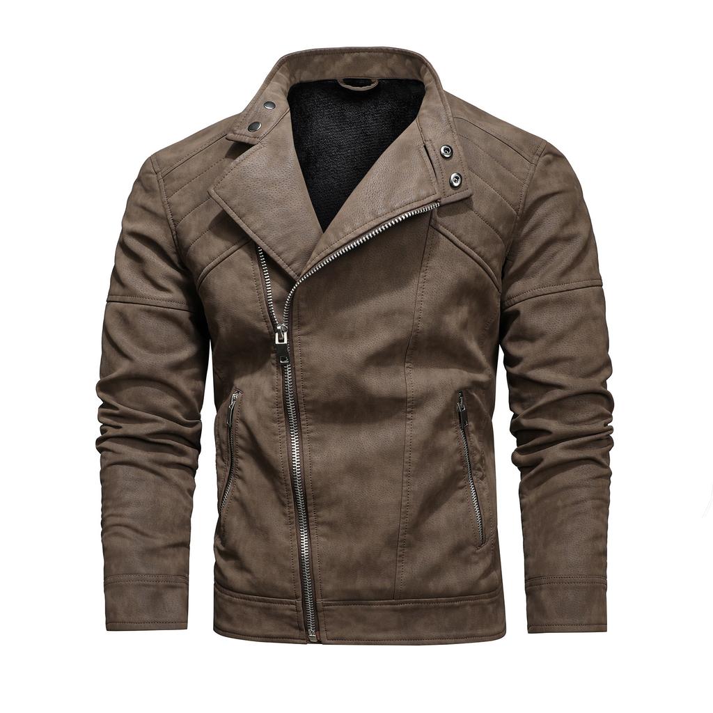 Men's Fashion Jacket, Zip Leather Jacket, Wallet Style Leather Jacket Motorcycle Leather Jacket Lapel Leather Jacket
