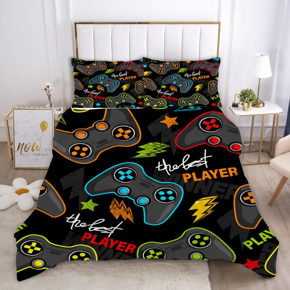 

Комплект пододеяльников для геймпада, полноразмерный, цветной, с кнопками управления видеоигрой, чехол для пододеяльника, игровой джойстик, комплект постельного белья для двоих EU single(135x200cm)