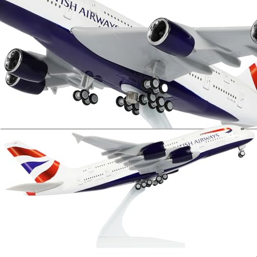 QIYUMOKE 1/240 Scale A380 British Airways Model Kit (30cm Long) - Airbus A380 Resin Airplane Model with Display Stand, Aviation Gift and Display Decor