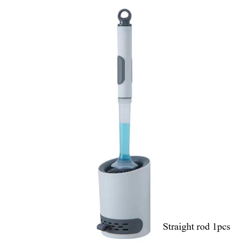 

Detergent Refillable Toilet Brush Set Wall-Mounted with Holder plastics TPR Brush for Corner Cleaning Tools Bathroom Accessories