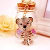 Couple Gifts DIY Trinkets Car Keychain Metal Rhinestone Keychain Tiger Key Chain Tiger Key Ring