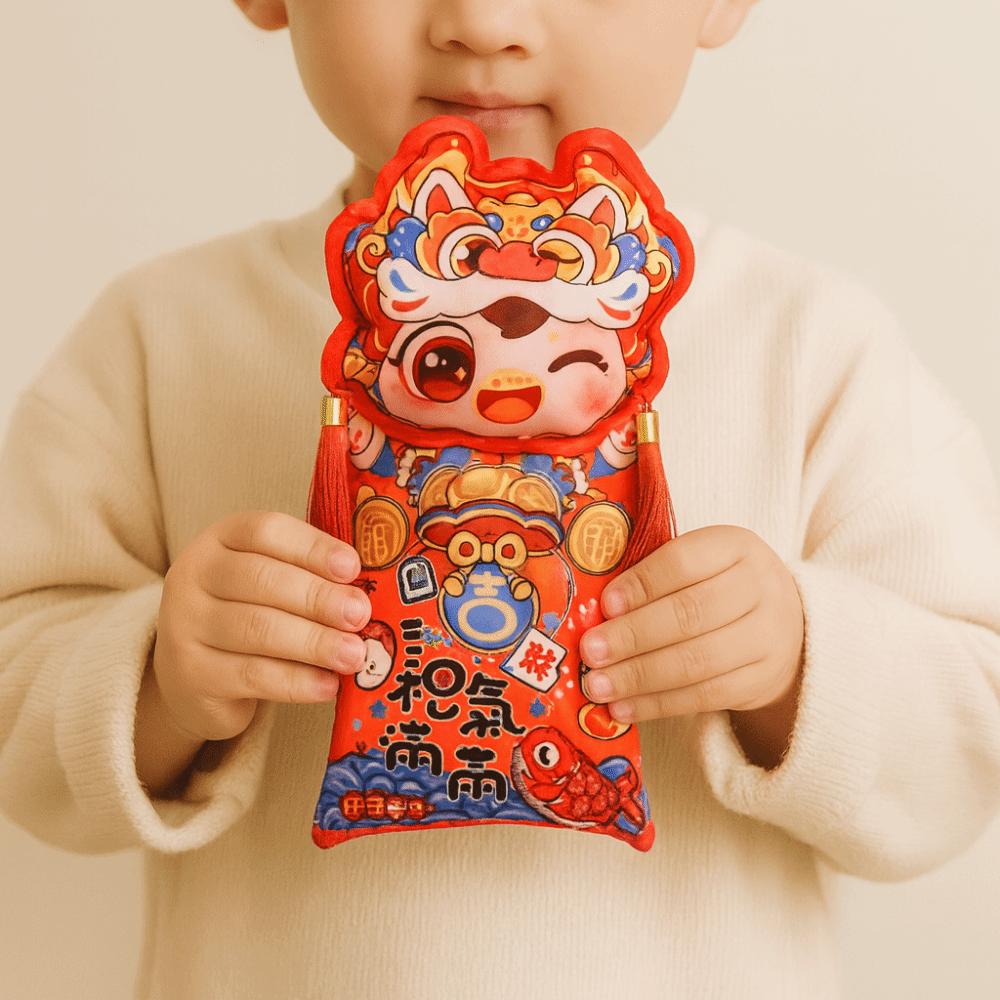 Cartoon New Year's Blessing Bag With shoulder straps Red Envelope Money Pocket  Chinese Wedding