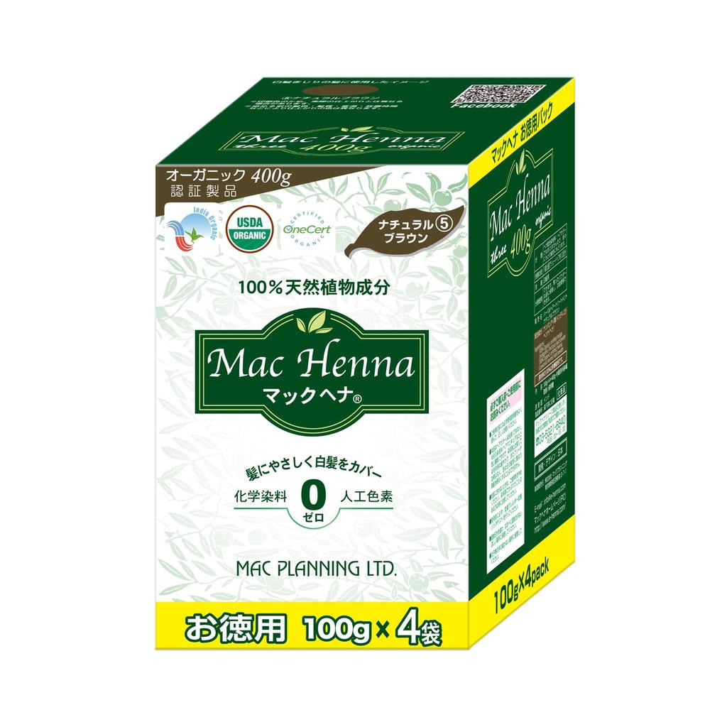 Mac Henna Bylinná Kúra Hodnota Přírodní Hnědá 400g x 4 (100g sáčky)