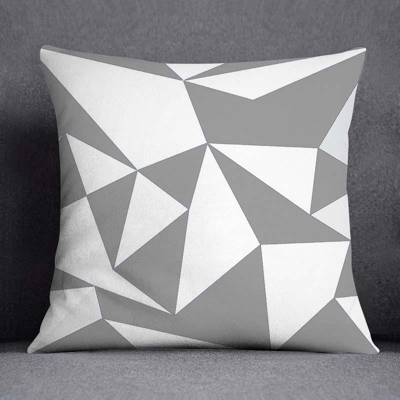 Gray White Cushion Cover Geometric Sofa Pillowcase Home Bedroom Decor
