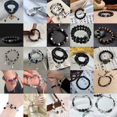 Chinesischer Stil Drachenjahr Armband Design Nische Neu Einzigartig Schlangenlinien-Drachenarmband Schwarzes Perlenarmband für Männer und Frauen