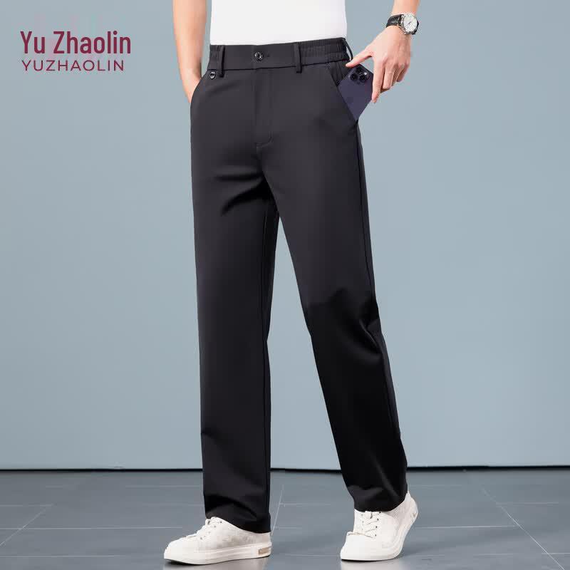 YUZHAOLIN Men s Business Casual Wrinkle-Free Straight-Leg Pants M