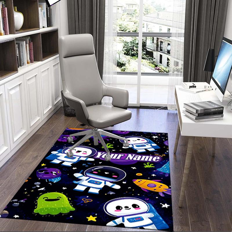 1PC Custom Name Space Friends Adventure Theme Floor Mat Ideal for Living Room, Game Rooms, Office, Bedroom,Floor Mat Playful Design