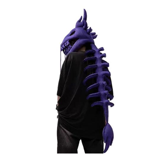 Chinese Loong Skeleton Headgear 3D Dragon Bone Head Costume Prop Halloween Cosplay Party Stage Performance Plush Head