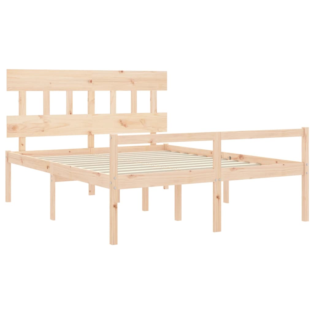 Bed For Senior, Frame With Headboard, 160X200 Cm, Solid Wood