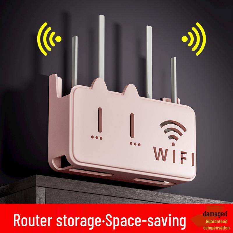 Wall-Mounted Cat Router Shelf - Punch-Free Storage for Set-Top Box and Cable TV