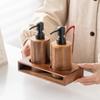 Walnut Wood Dispenser Pump Bottle, Press Type Liquid Soap Container for Lotion, Shampoo, Bath Gel Hotel Bathroom Organizer
