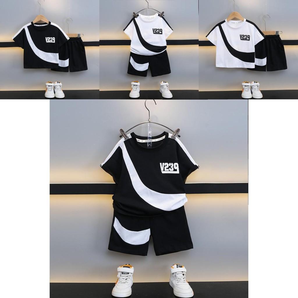 Cool And Comfortable Boys Summer Sports Set Stylish Short Sleeve Outfit For Kids
