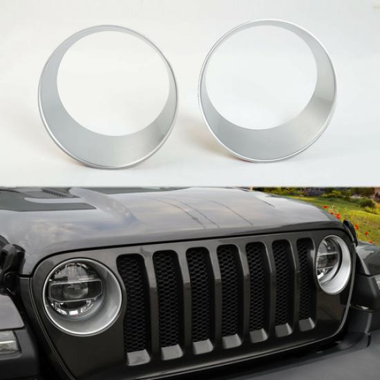 Silbernes Frontscheinwerfer-Lampenabdeckungs-Zierleisten für 2018 Jeep Wrangler JL