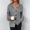 Women Knit Hooded Sweater Coat Single Breasted Thick Cardigan Solid Casual Splice Jumpers Full Sleeve Regular Winter 2024