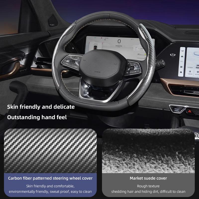 FPY1  Car Steering Wheel Cover Carbon Fiber Sports Styling Accessories For Honda N-BOX N-ONE Fit Jazz Civic City Accord Vezel HRV CRV