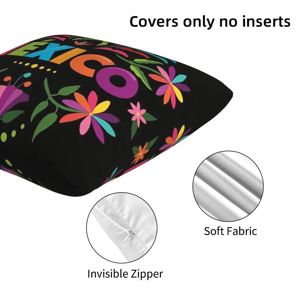 Colorful Mexican Traditional Pattern 2 Pcs Square Pillowcase Pillow Cover Cushion Zip Decorative Comfort Throw Pillow For Home