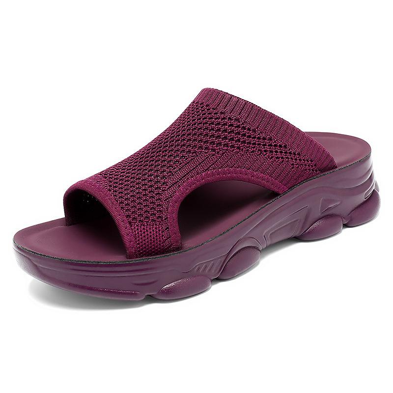 Shoes for Women's Summer New Wedge Slippers for Women's Breathable Outer Wear Semi-drag Thick-soled Ladies' Sandals