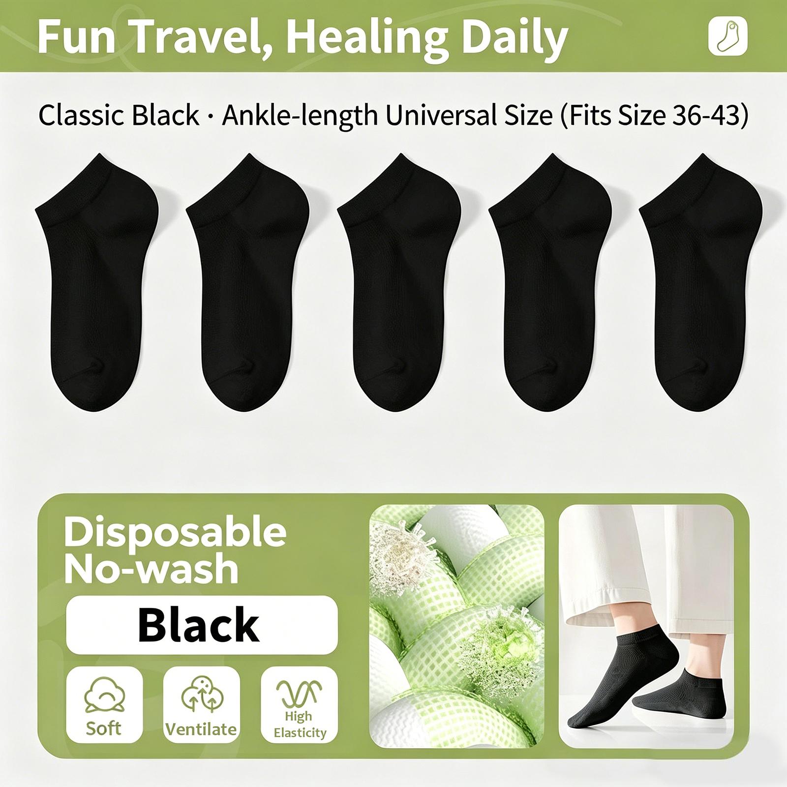 

Disposable Short Ankle Socks Unisex Single Use Socks Individually Packed Non Washable Socks Five Pairs Pack for Daily Wear Travel Sports Home Use One Size чорний