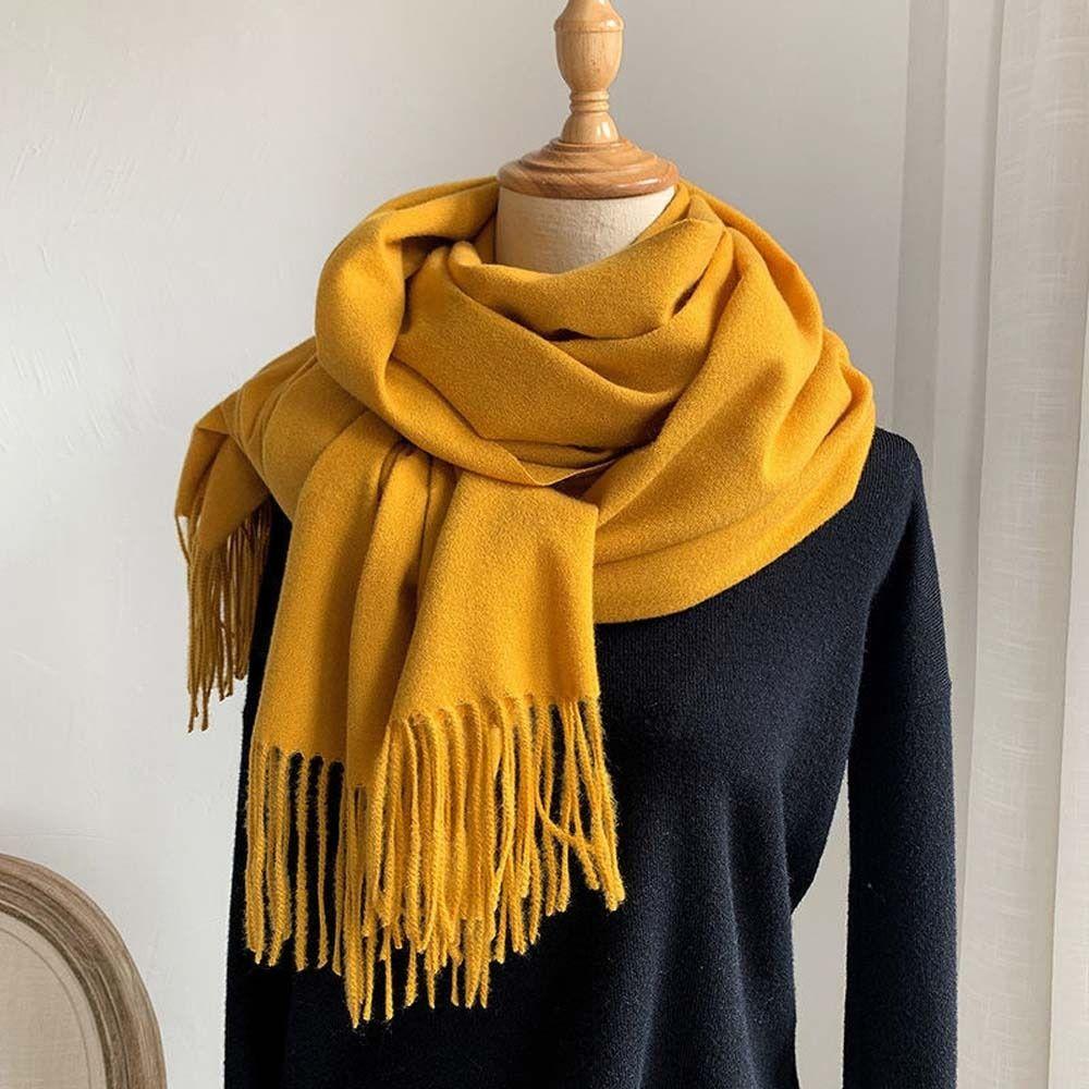 Wool Scarves Scarf Tassel Pure Color Shawl Fashion Winter Neck Scarves  Ladies/Girls