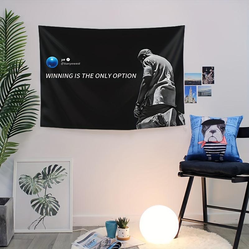 VIKAMA Kanye West Tapestry Winning Is The Only Option Design for HipHop Motivational Decor Bedroom Wall Styling