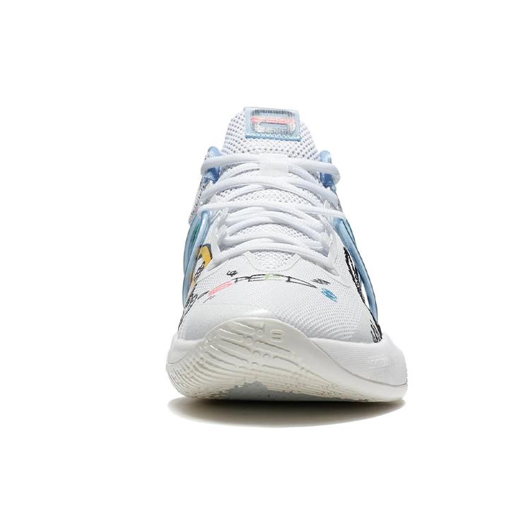 Li Ning Speed 8 Cushioning Slip Resistant Abrasion Resistant Low Top Performance Basketball Shoes Men's White Blue ABAT119-4