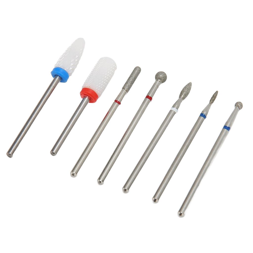 7pcs Nail Drill Bits Set Tungsten Ceramic Manicure Pedicure Left Right Handed Acrylic Gel Cuticle Remover Nail Bits