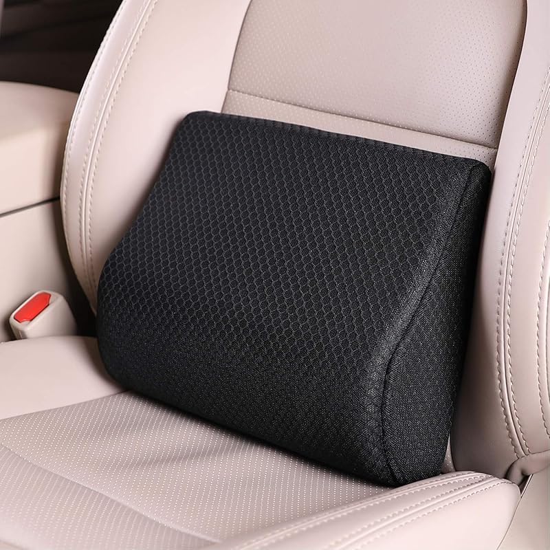 Memory Foam Lumbar Support Pillow For Car - Lower Back Support Cushion For Driving, Back Pain Relief For Car Seat, Office Chair, Wheelchair (Gray)