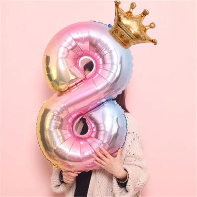 Party Christmas Happy Birthday Decorations Rainbow Number Ballons Balloons Gradient Color Birthday Wedding Digit Foil