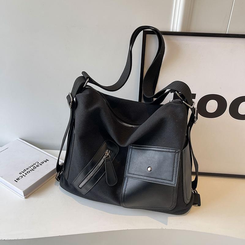 

Женская сумка-тоут 2024 года, новый большой вместительный рюкзак для поездок на работу, холщовый универсальный рюкзак для путешествий ins fashion чёрный