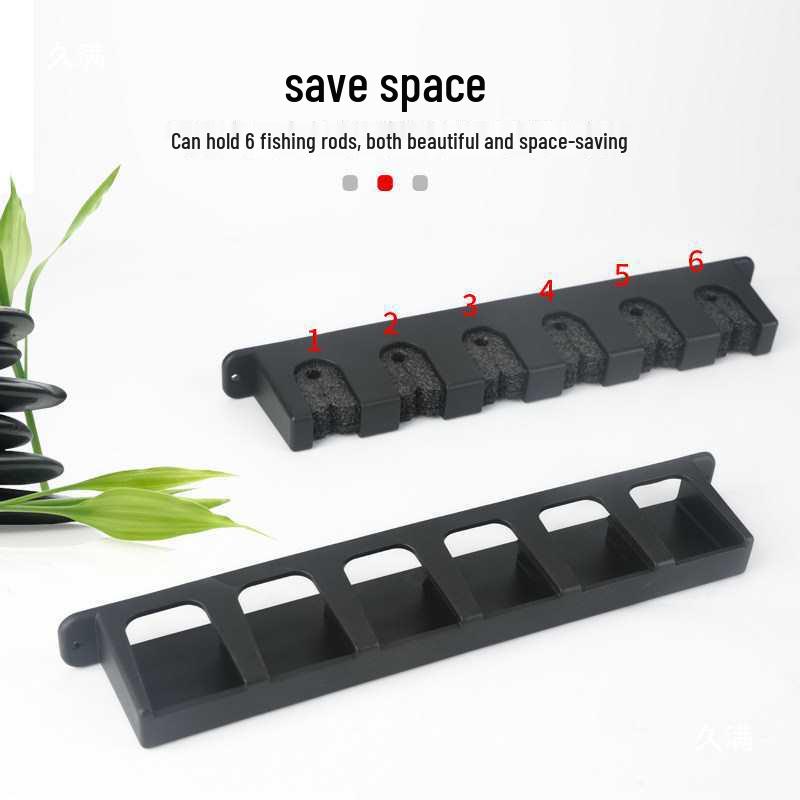 Wall-Mounted 6-Hole Multifunctional Fishing Rod Display and Storage Rack