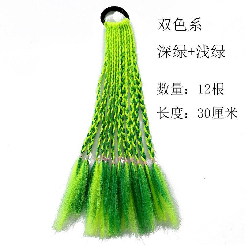 Children's Wig Dreadlocks Hair Accessories Bow Tie Style Colorful Braided Hair Ties Girls' Short Stage Cute Ombre Ponytail