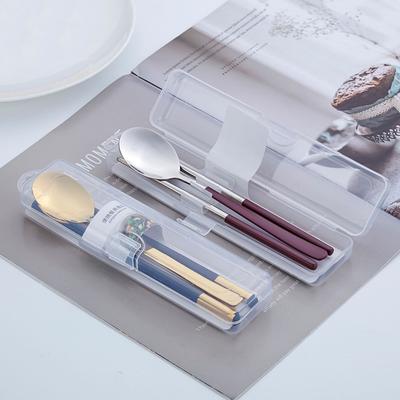 Korea Style Stainless Steel 304 Cutlery Set Portable Chopsticks Spoon with Storage Box Tableware