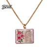 Stylish Women Necklace Birth Flower Necklace Floral Book Pendant January