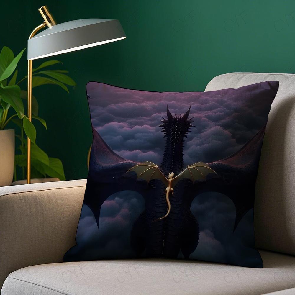 F-Fourth W-Wing Dragon Pillow Case Pillowcase Anti-dustmite Pillow Invisible Zipper Silky Short Plush Sofa Cushion Cover