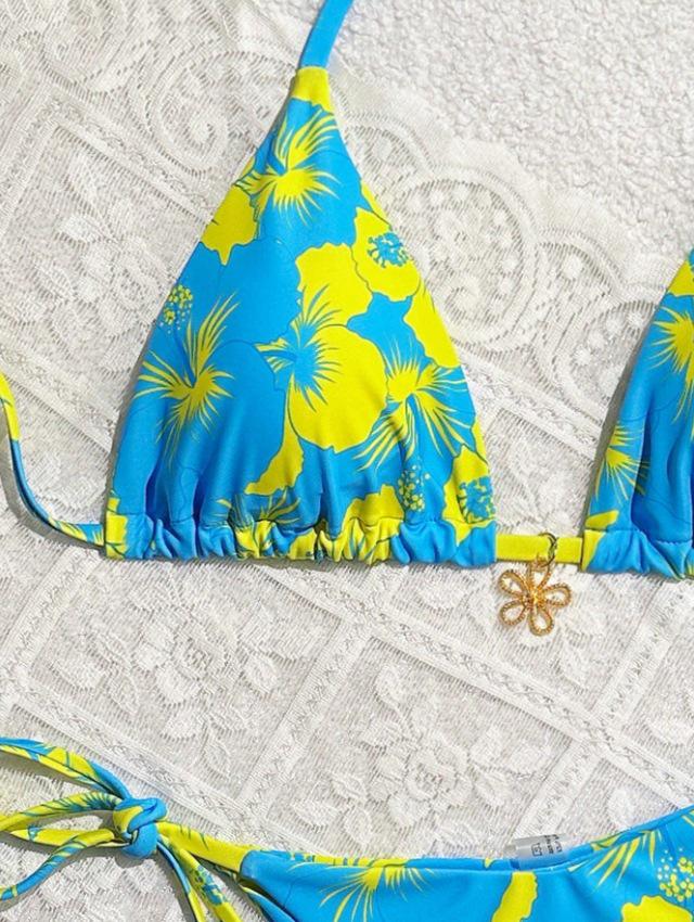 Women's Lace-Up Two-Piece Print Bikini - European & American Design
