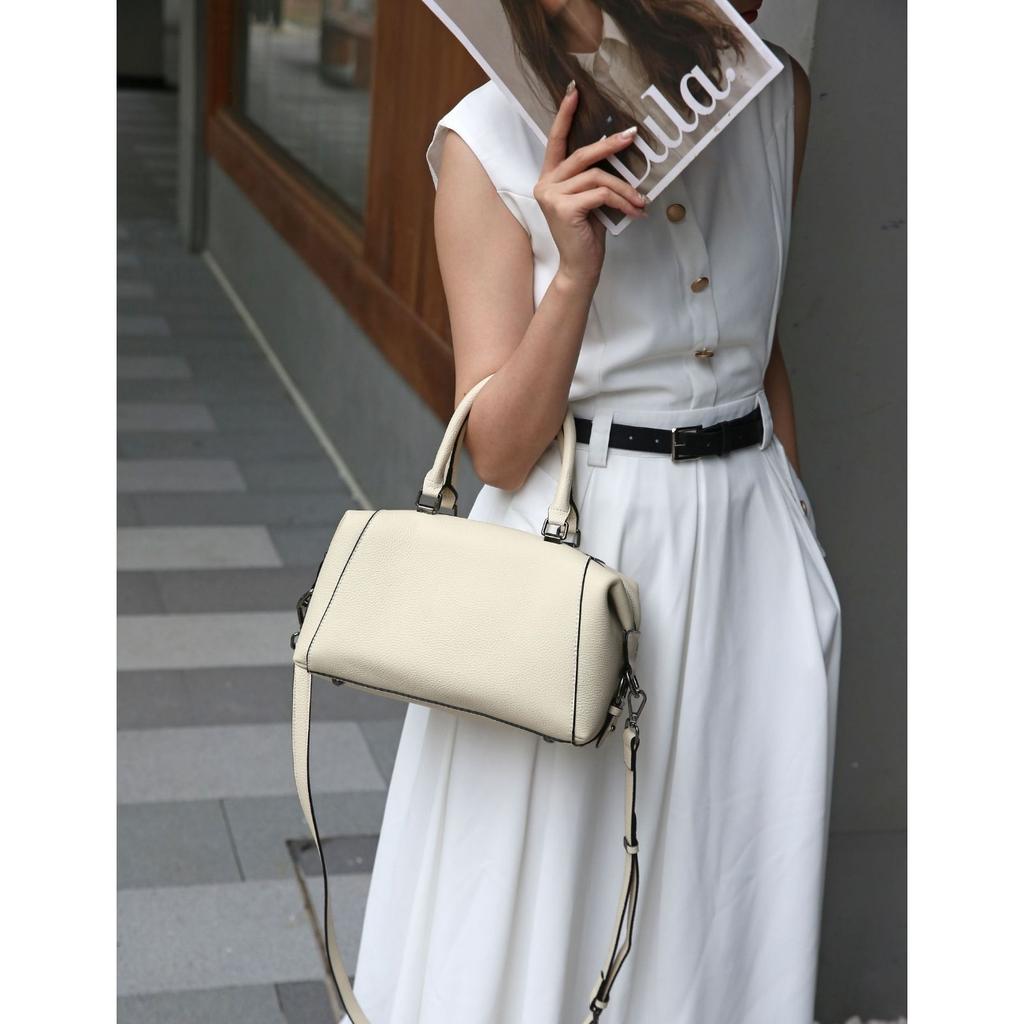 Cowhide Women, One Shoulder Crossbody Simple Portable Fashion Bag Girls Classic Handbag Large Capacity
