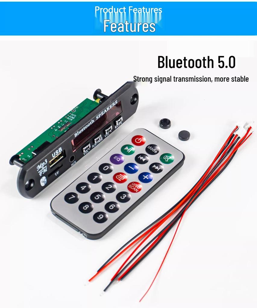 Dual-Channel Bluetooth Speaker Amplifier Kit with FM Light Spectrum