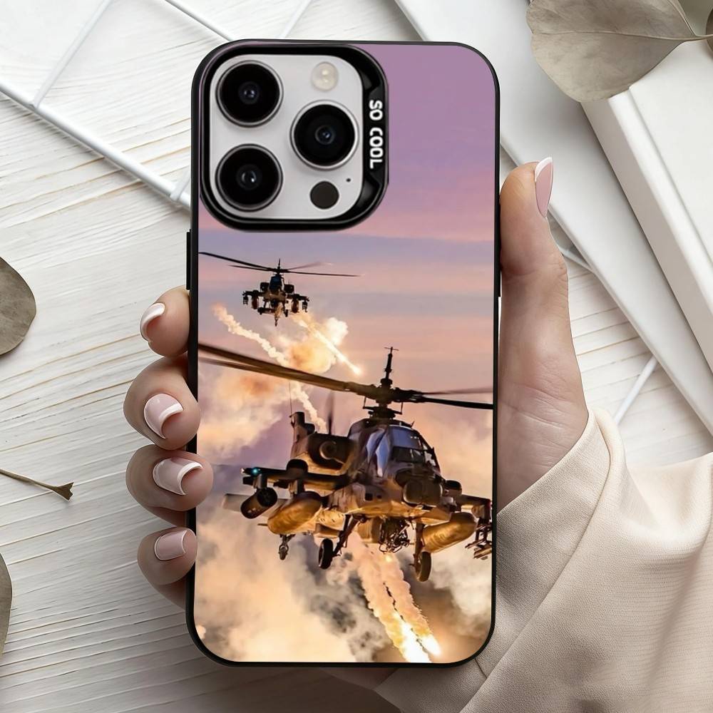 

Apache AH-64 Helicopter G-Gunships Phone Case For iPhone17,16,15,14,13,12,11 Plus,Pro Max Black Candy silver phone case iPhone16promax