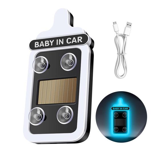 

Solar Bottle Shape Car Light Baby in Car Safety Sign Wireless Neon Atmosphere Lamp for Triangle Window Suction Cup Mount LED світло-синій колір