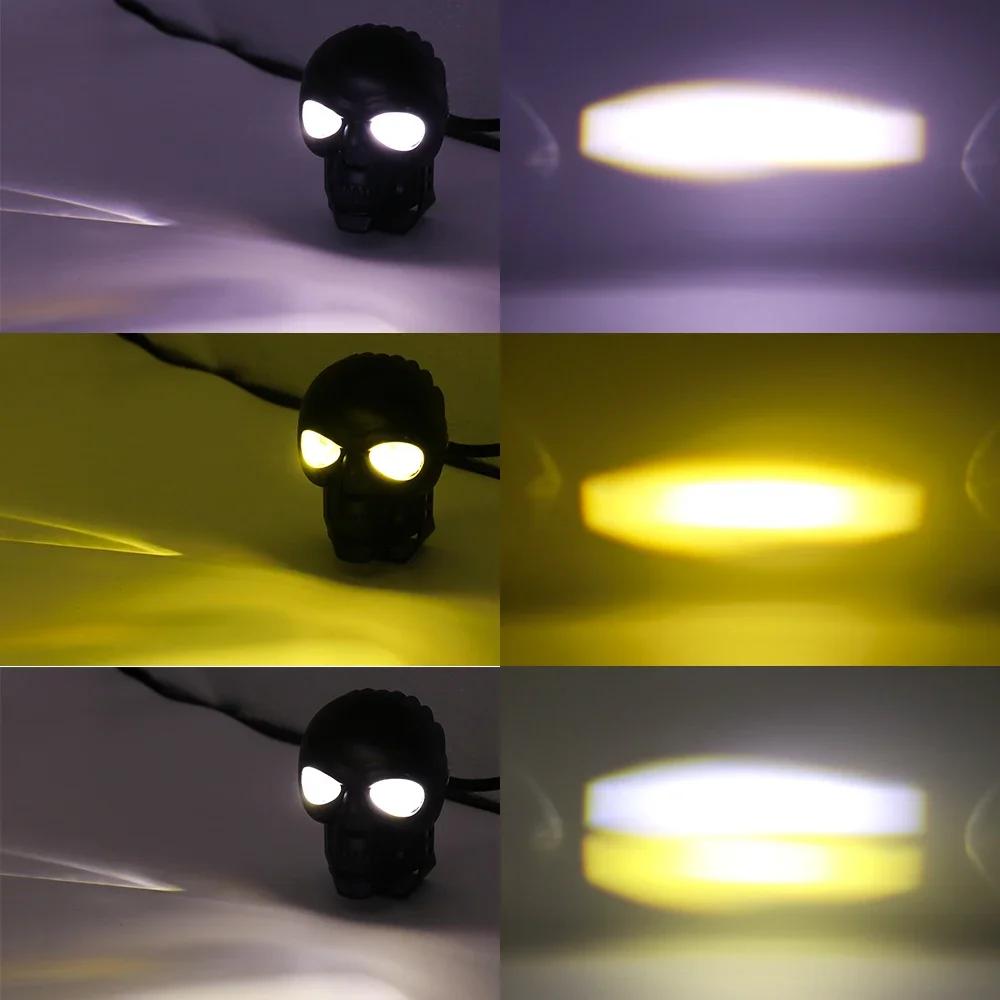 2PCS Motorcycle LED Light Skull Shape Waterproof Lamp Electric Vehicle Headlight Fog Light Projector Lens Spotlight Motorcycle