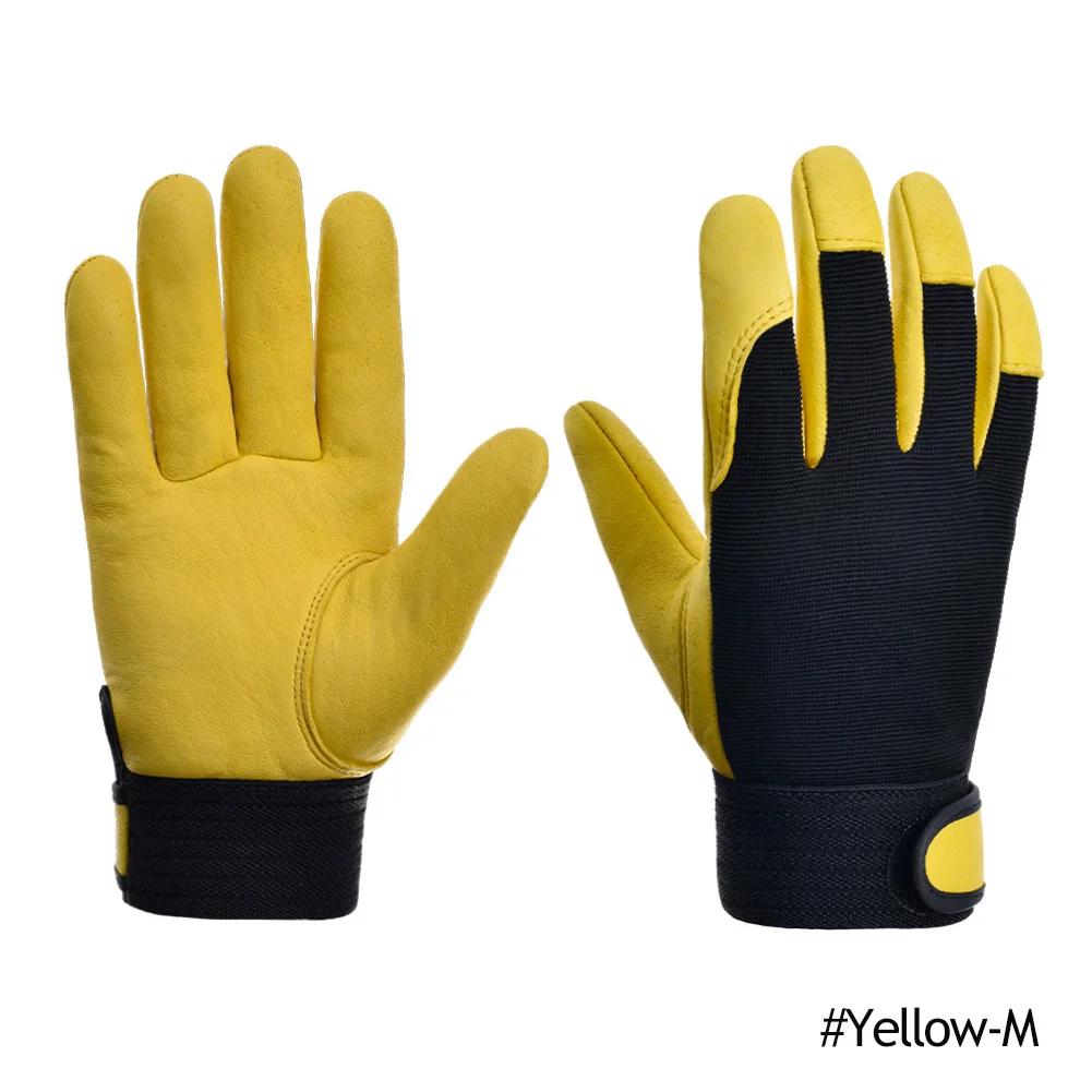 Cowhide Leather Work Gloves Safety Labour Protection Garden Sports Motorcycle Driver Workers Work Welding Wear-resistant Gloves
