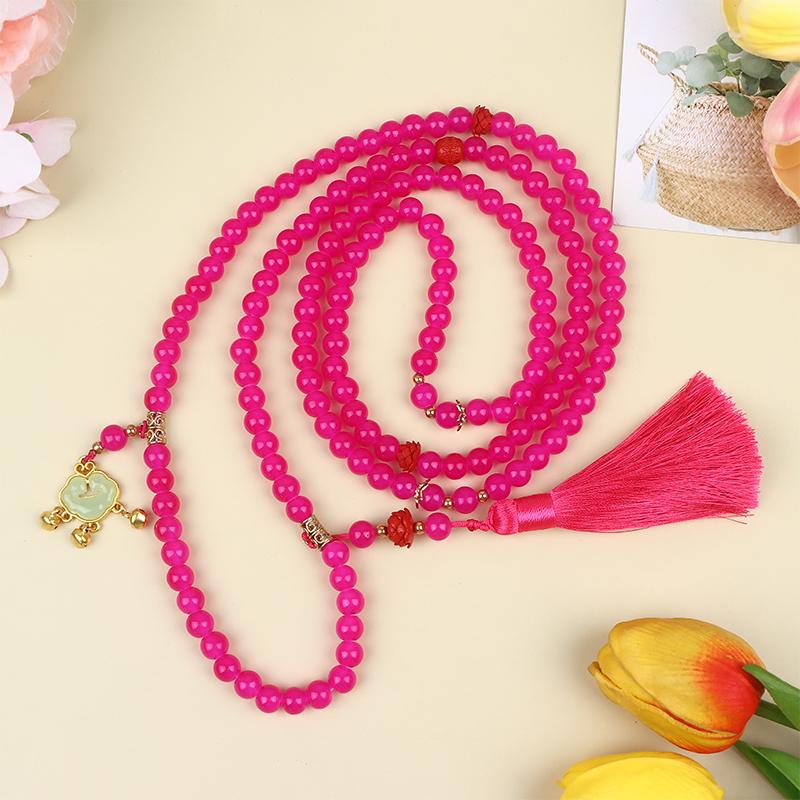 Fresh Ancient-Style Peace Buckle Necklace,New Tassel Beaded Long Crossbody Chain,Retro Jewelry For Women, Daily Accessory