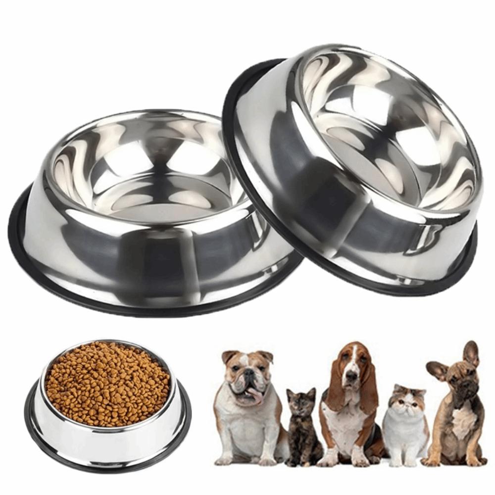 Stainless Steel Metal Feeder Bowl Anti Tip Drinking Water Bowl Pet Cat Dog Bowl  Pet Accessories
