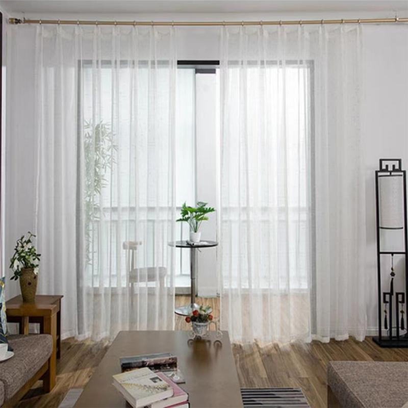 Solid Color Sheer Voile Curtain Window Sheer Semi Transparent Voile Rod Pocket Durable Elegant Clear Wedding Living Room
