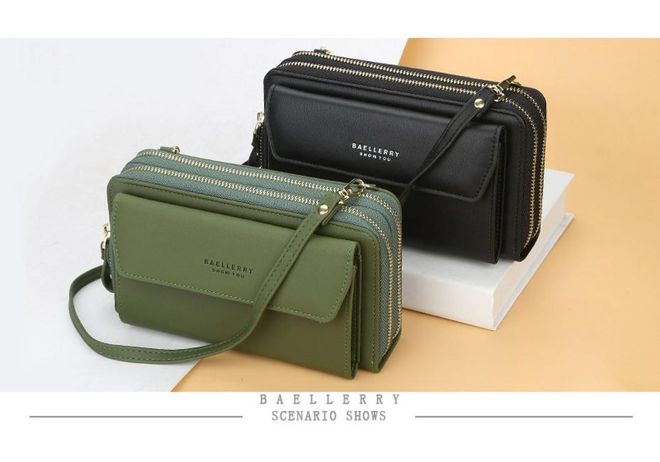 Borsa a tracolla mini da donna con doppia cerniera stile coreano - Porta telefono cellulare e portafoglio quadrato piccolo di alta gamma