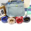 Soft Pompom Keychain Plush Cat Ball Keychain, Fluffy Kitten Bag Charm, Pendant with Lightweight Metal Lobster Clasp, Backpacks Keys Decorative