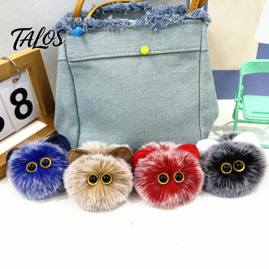 Soft Pompom Keychain Plush Cat Ball Keychain, Fluffy Kitten Bag Charm, Pendant with Lightweight Metal Lobster Clasp, Backpacks Keys Decorative